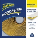 Sellotape Sticky Hook and Loop Strips 20mm x 6m